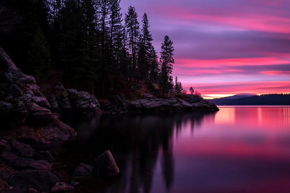 Coeur d'Alene lake sunset Tubbs Hill North Idaho